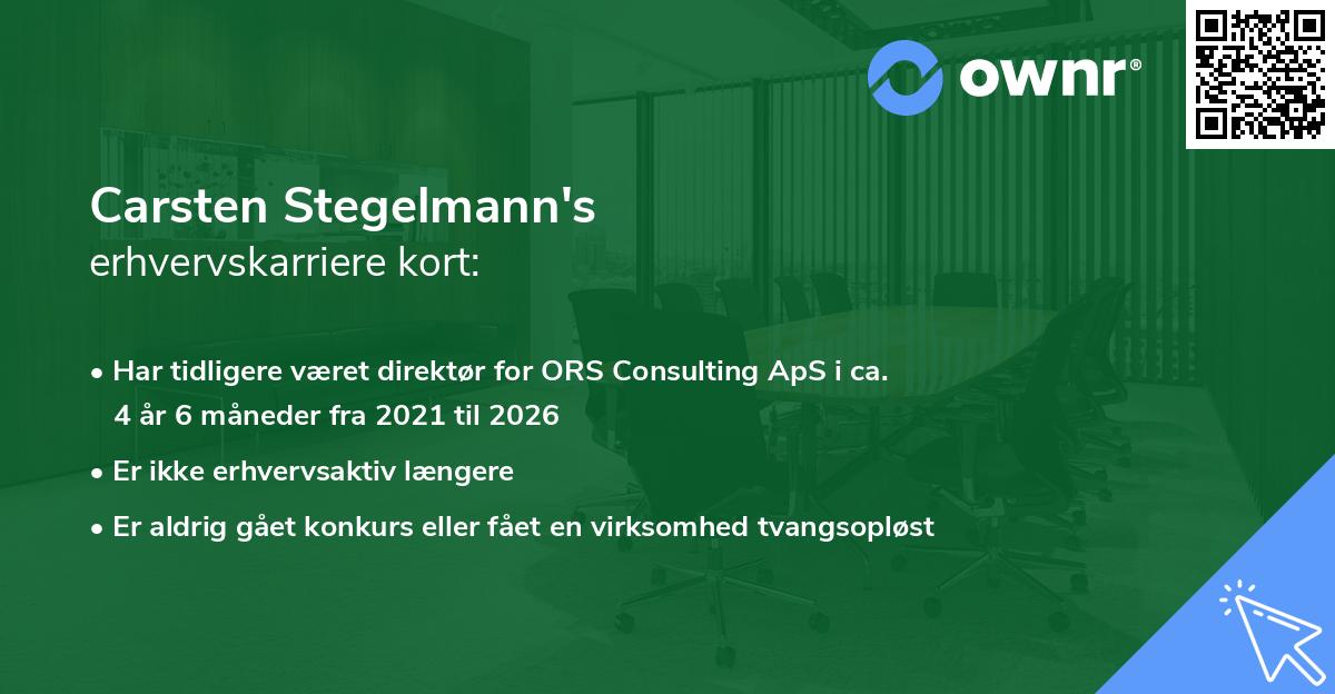 Carsten Stegelmann's erhvervskarriere kort