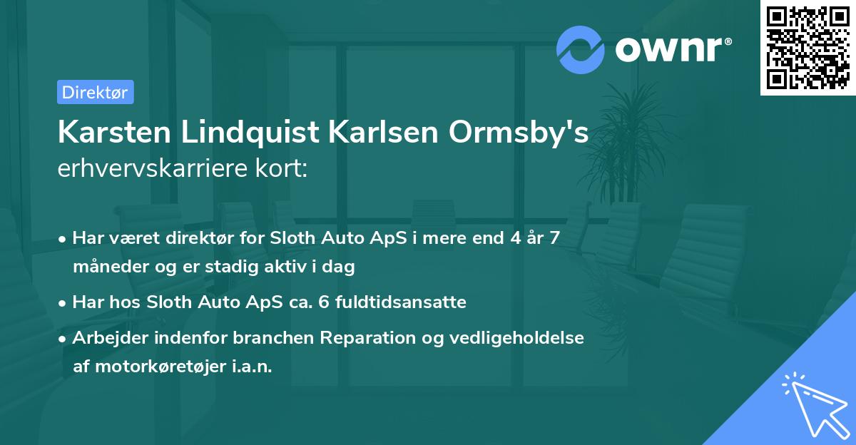 Karsten Lindquist Karlsen Ormsby's erhvervskarriere kort