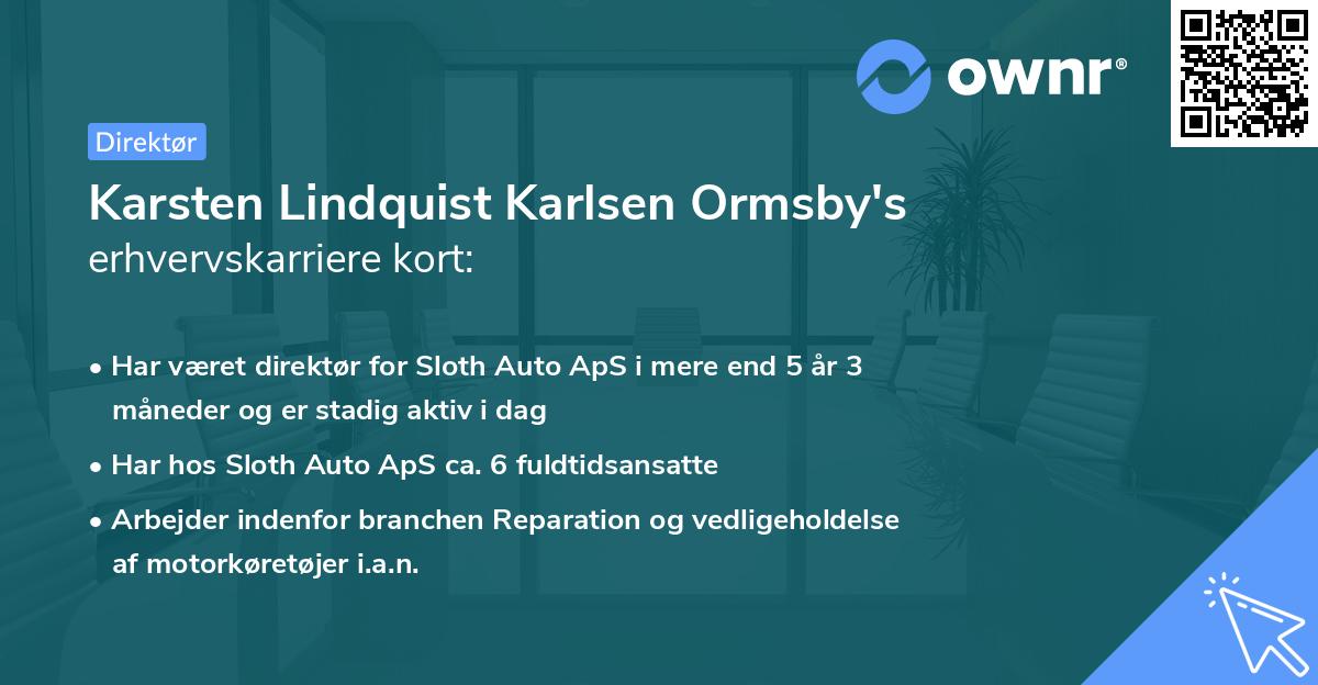 Karsten Lindquist Karlsen Ormsby's erhvervskarriere kort