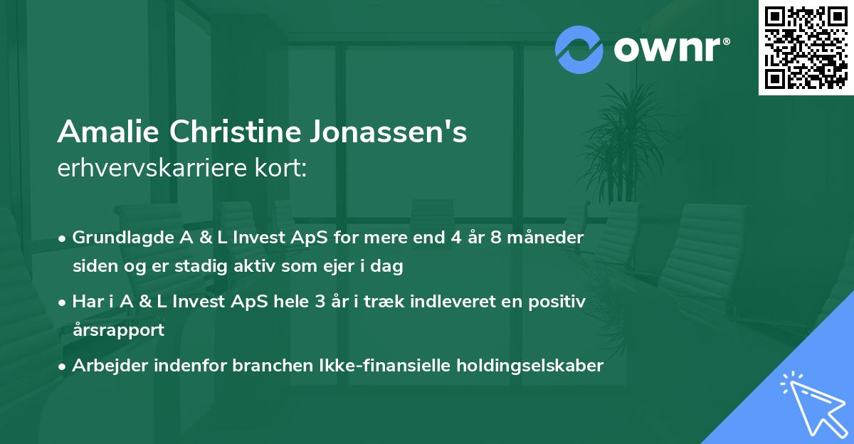 Amalie Christine Jonassen's erhvervskarriere kort