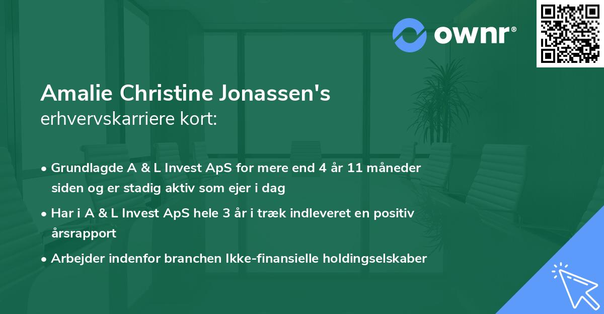 Amalie Christine Jonassen's erhvervskarriere kort