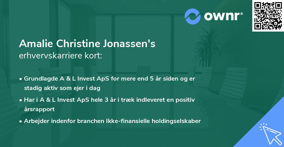 Amalie Christine Jonassen's erhvervskarriere kort