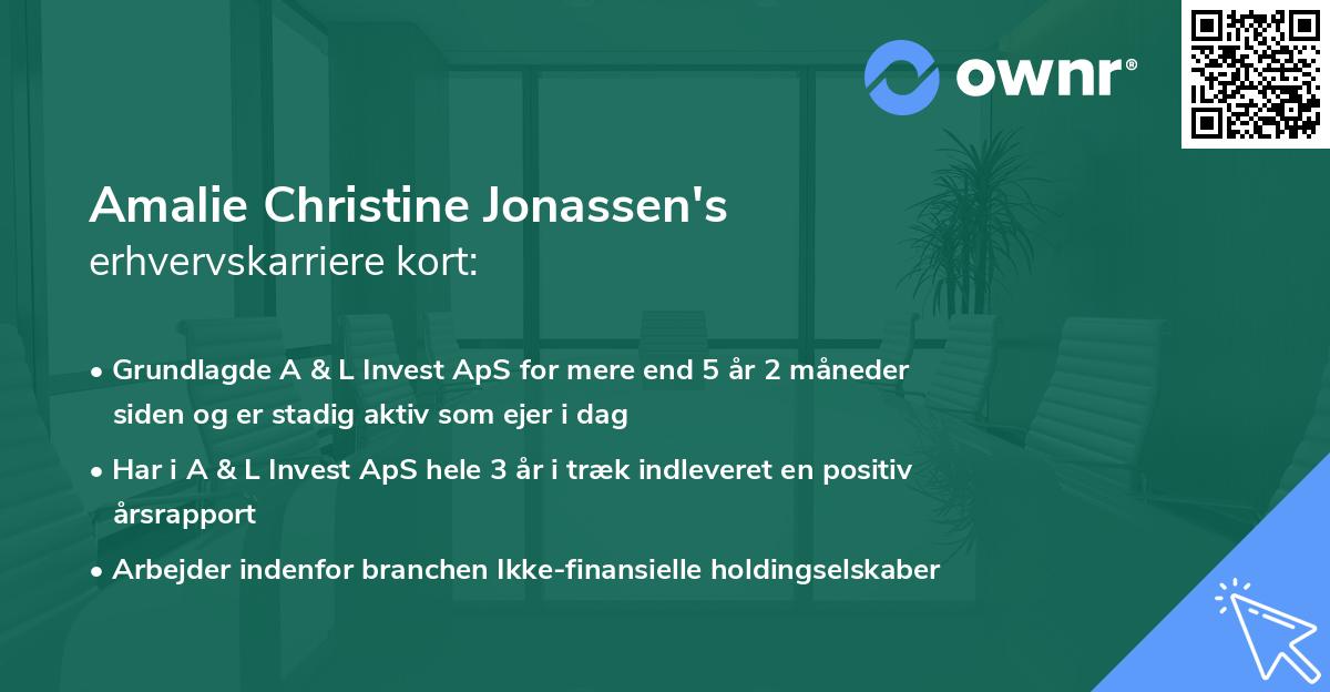 Amalie Christine Jonassen's erhvervskarriere kort