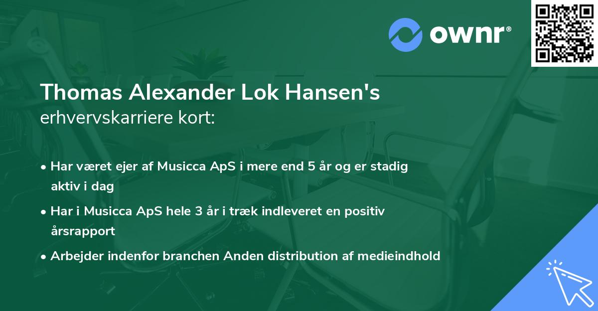 Thomas Alexander Lok Hansen's erhvervskarriere kort
