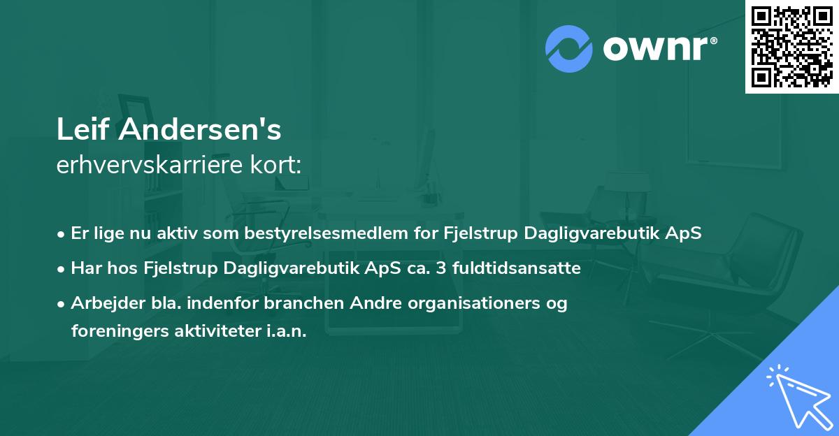 Leif Andersen's erhvervskarriere kort