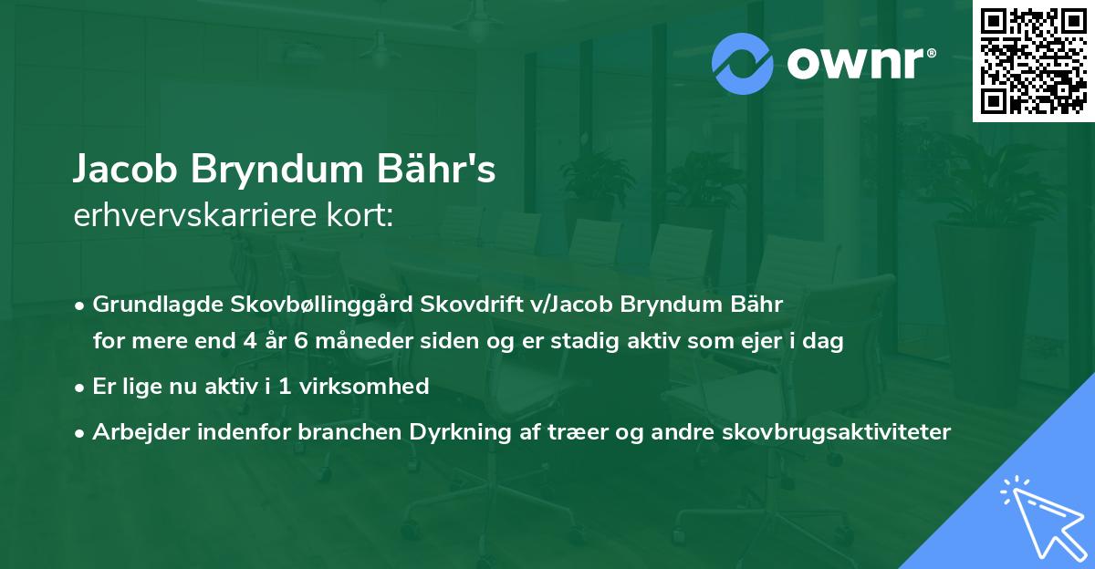 Jacob Bryndum Bähr's erhvervskarriere kort