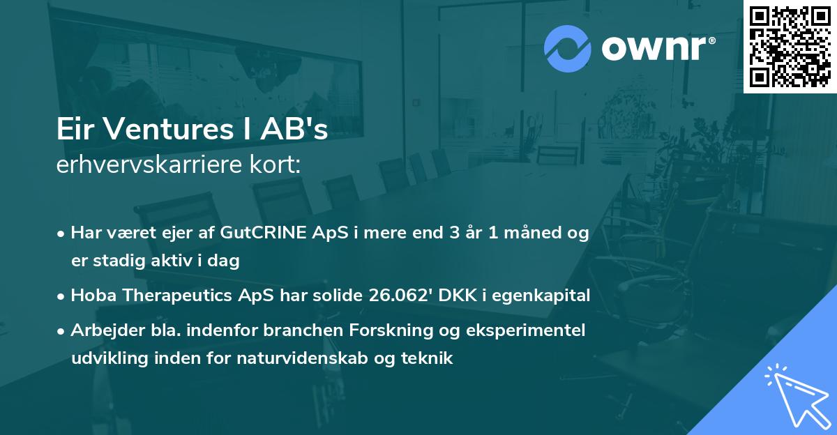 Eir Ventures I AB's erhvervskarriere kort