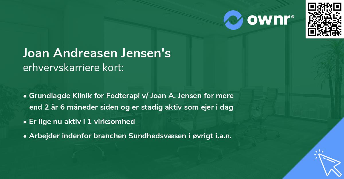 Joan Andreasen Jensen's erhvervskarriere kort