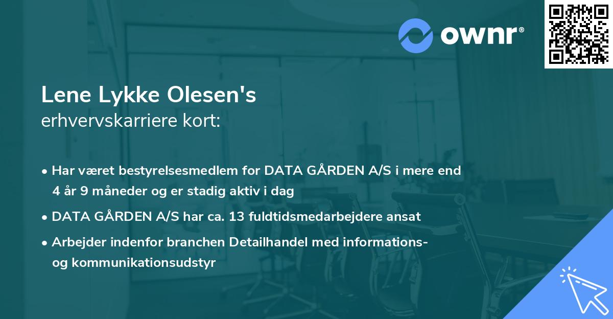 Lene Lykke Olesen's erhvervskarriere kort