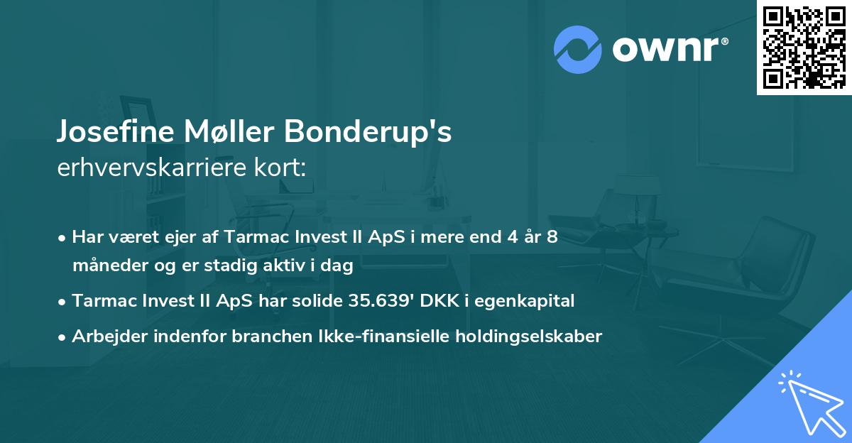 Josefine Møller Bonderup's erhvervskarriere kort