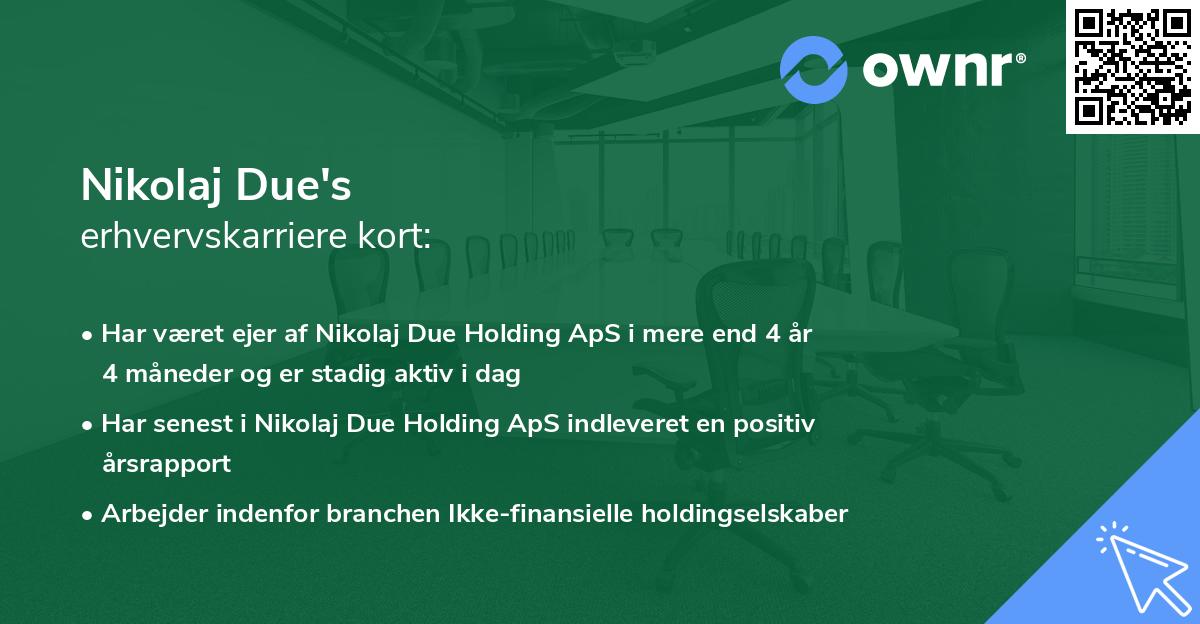 Nikolaj Due's erhvervskarriere kort