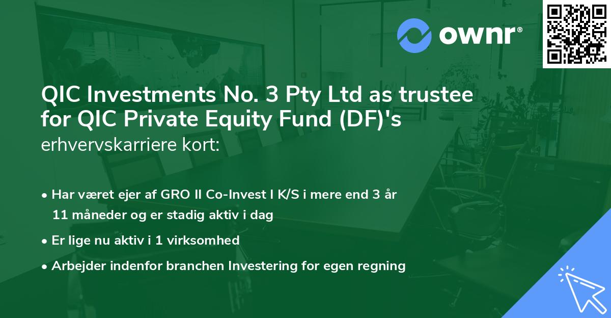 QIC Investments No. 3 Pty Ltd as trustee for QIC Private Equity Fund (DF)'s erhvervskarriere kort
