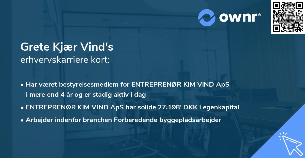 Grete Kjær Vind's erhvervskarriere kort