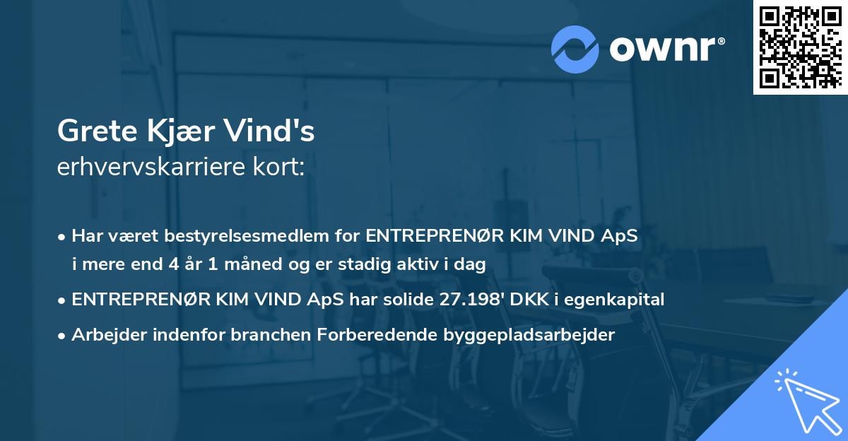 Grete Kjær Vind's erhvervskarriere kort