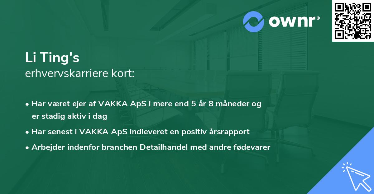 Li Ting's erhvervskarriere kort
