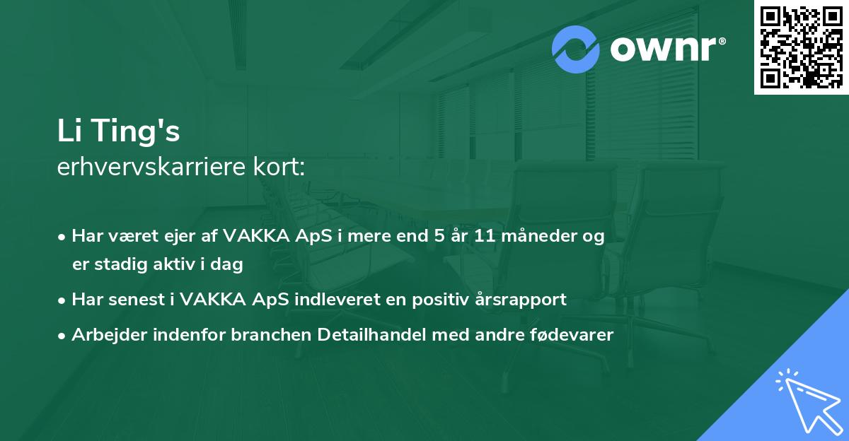 Li Ting's erhvervskarriere kort