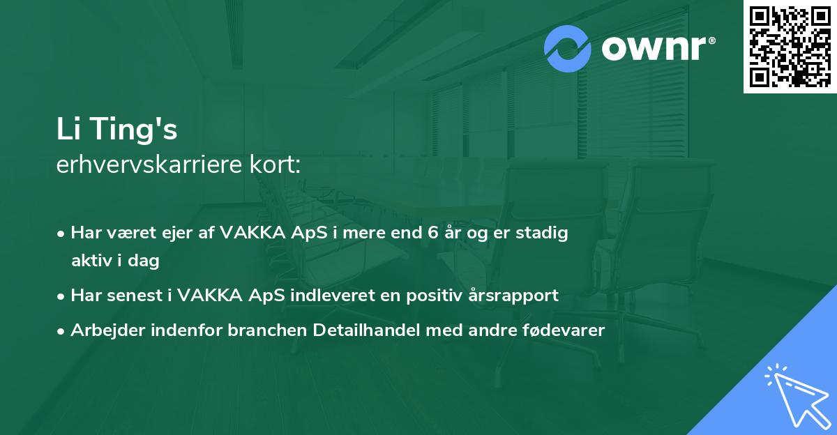 Li Ting's erhvervskarriere kort