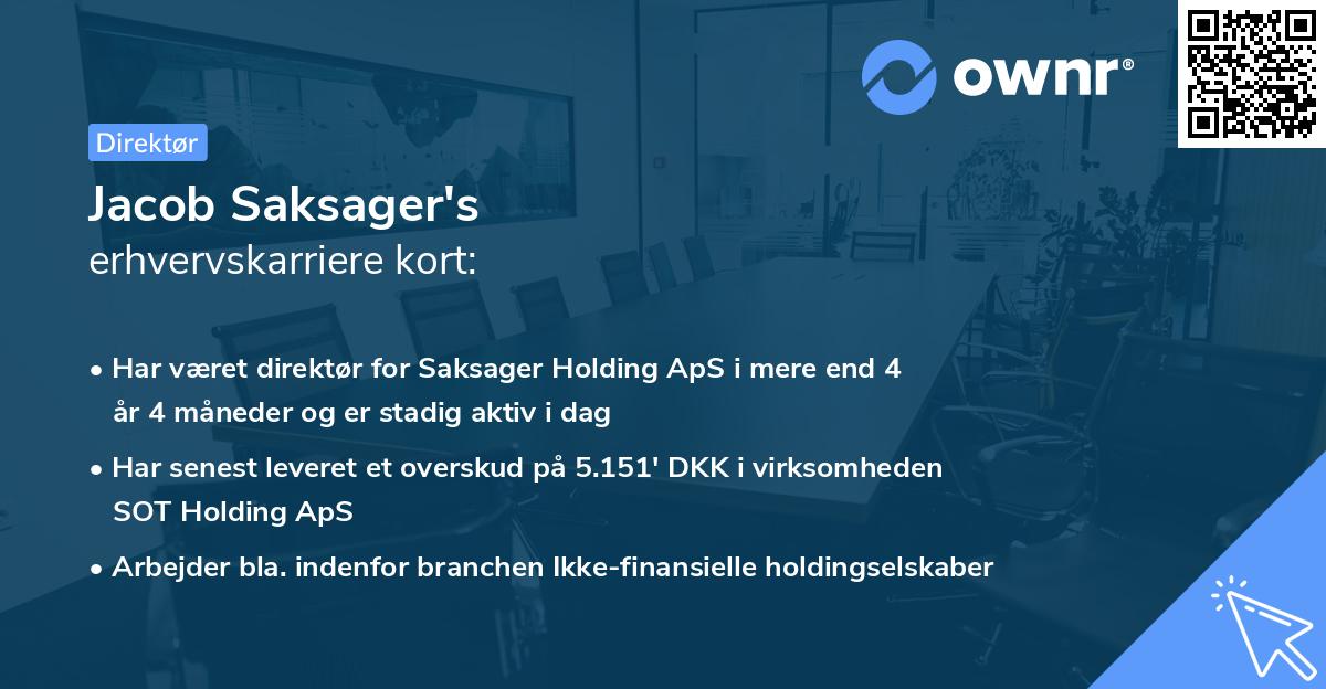 Jacob Saksager's erhvervskarriere kort