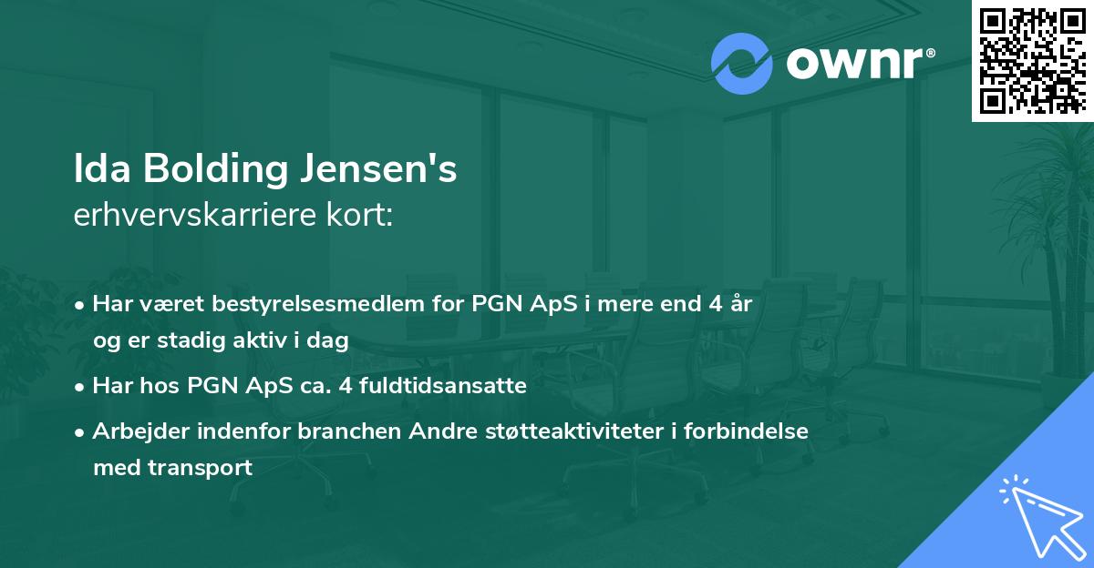 Ida Bolding Jensen's erhvervskarriere kort