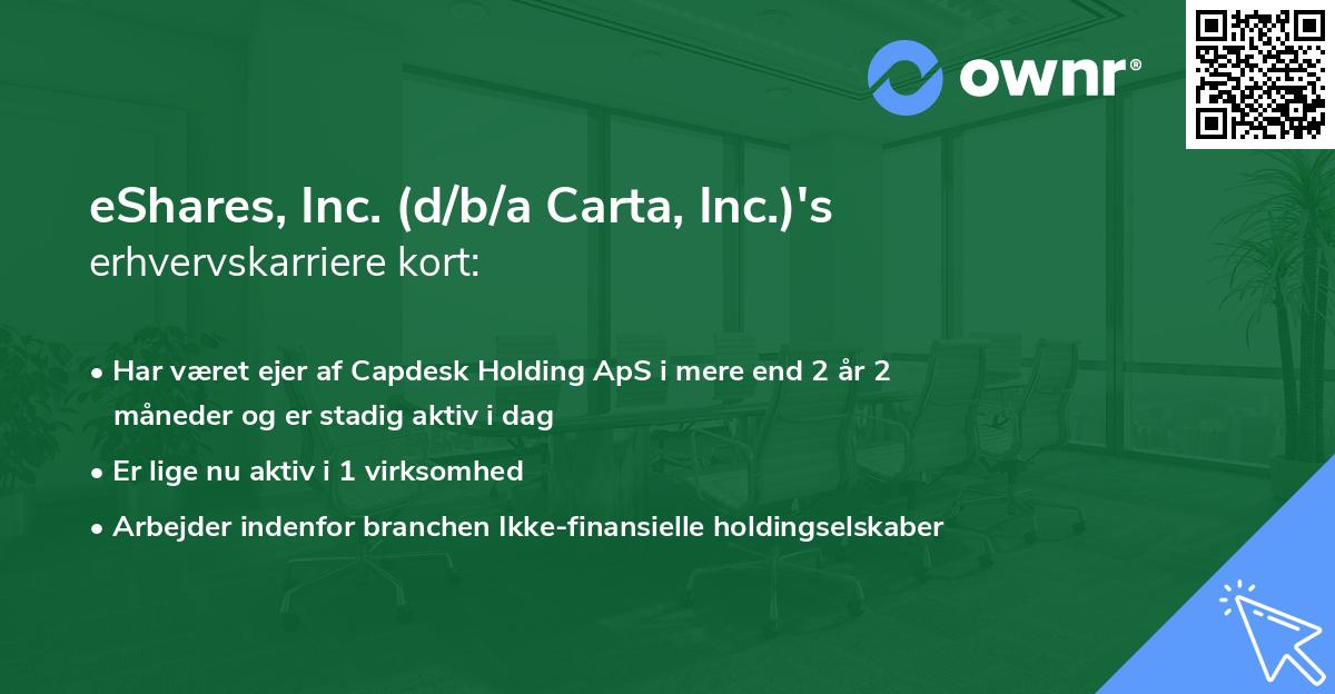 eShares, Inc. (d/b/a Carta, Inc.)'s erhvervskarriere kort