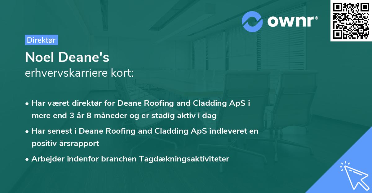Noel Deane's erhvervskarriere kort