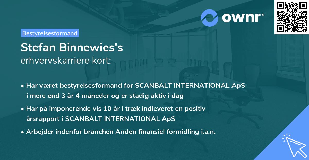 Stefan Binnewies's erhvervskarriere kort