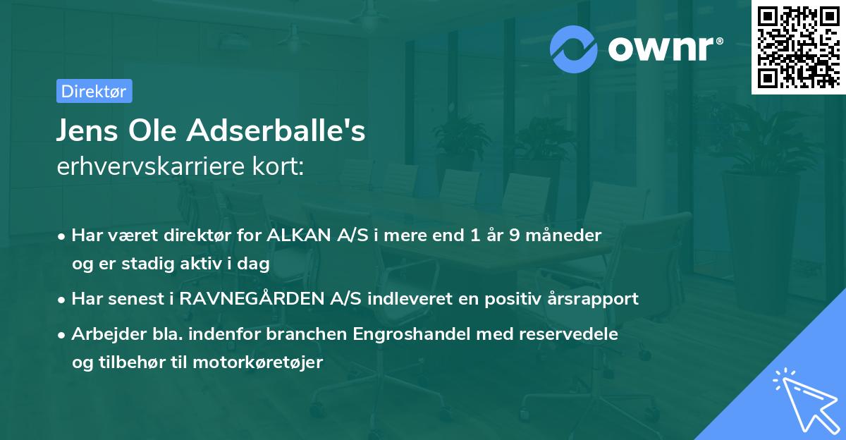 Jens Ole Adserballe's erhvervskarriere kort