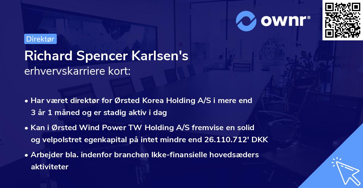 Richard Spencer Karlsen's erhvervskarriere kort