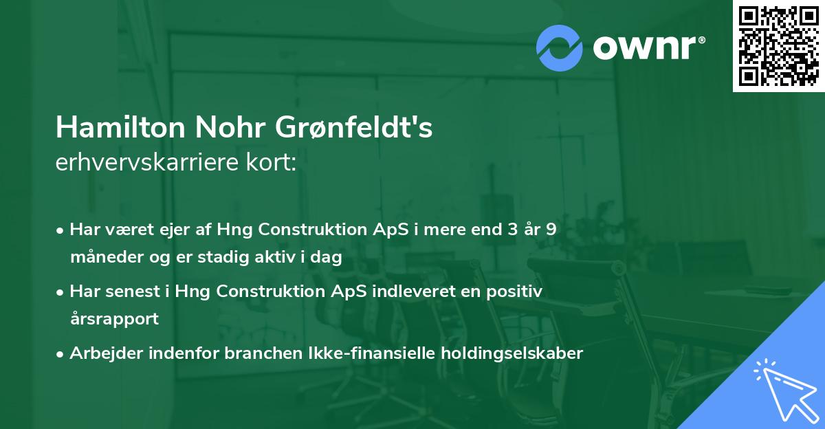 Hamilton Nohr Grønfeldt's erhvervskarriere kort