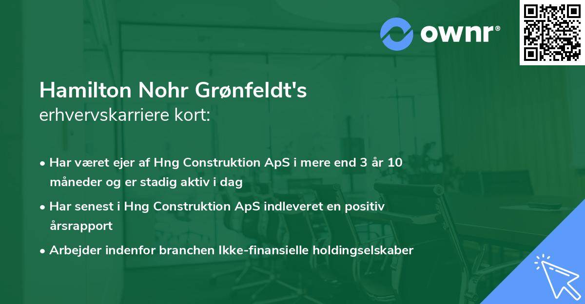 Hamilton Nohr Grønfeldt's erhvervskarriere kort