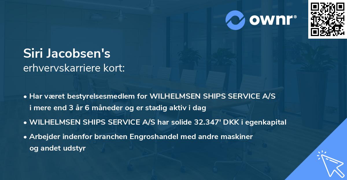 Siri Jacobsen's erhvervskarriere kort