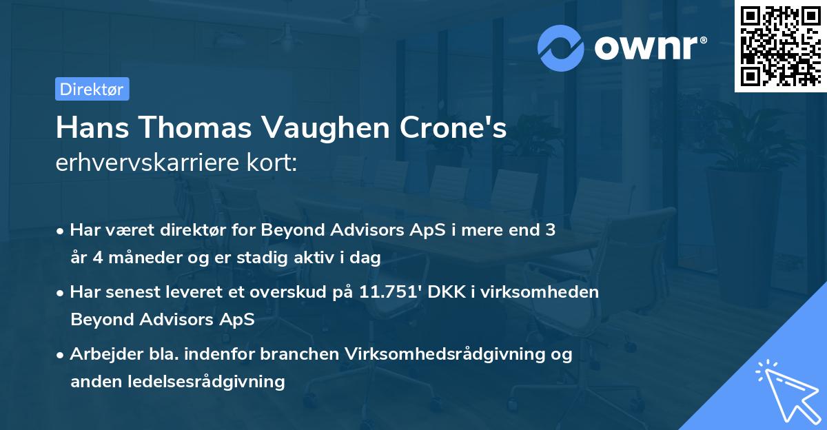 Hans Thomas Vaughen Crone's erhvervskarriere kort