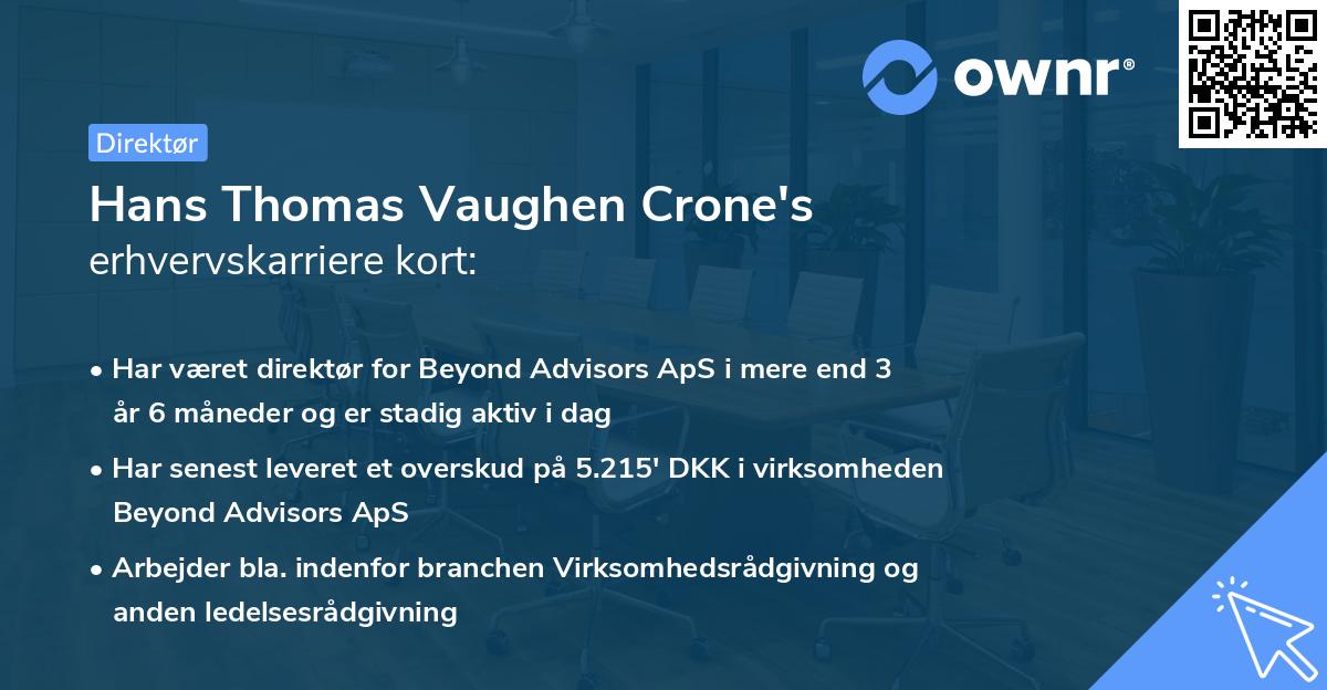 Hans Thomas Vaughen Crone's erhvervskarriere kort