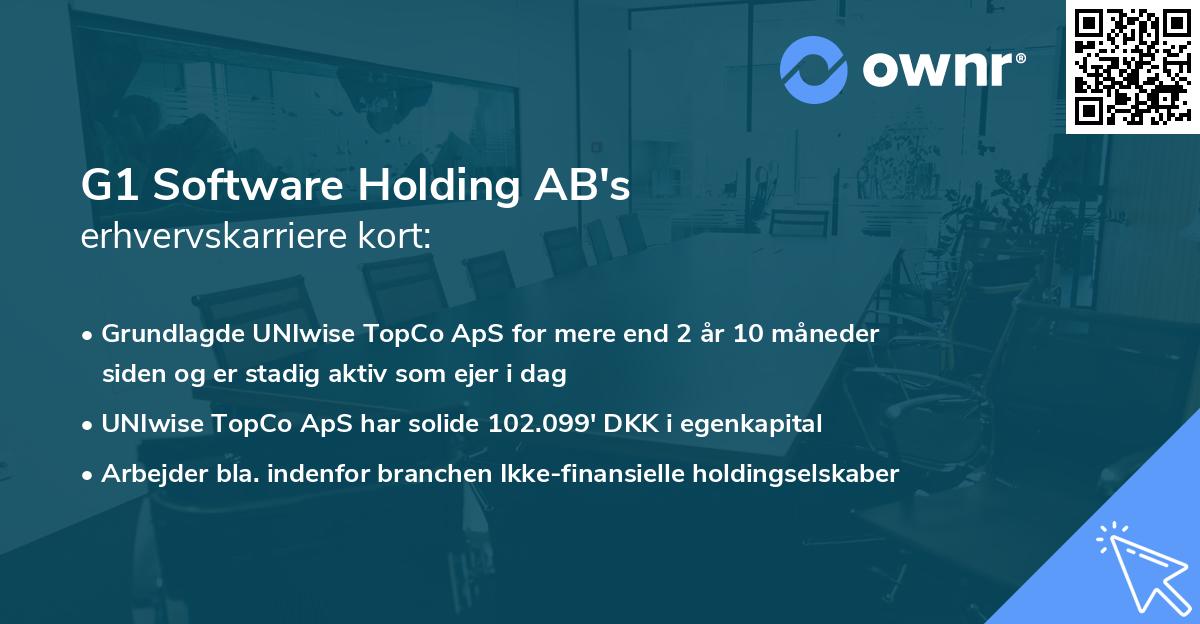 G1 Software Holding AB's erhvervskarriere kort