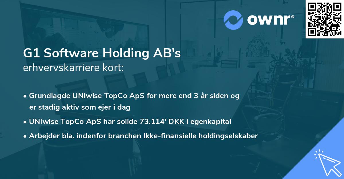 G1 Software Holding AB's erhvervskarriere kort