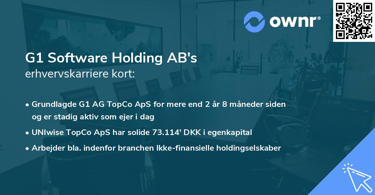 G1 Software Holding AB's erhvervskarriere kort