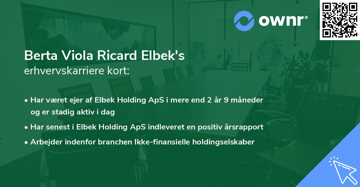 Berta Viola Ricard Elbek's erhvervskarriere kort