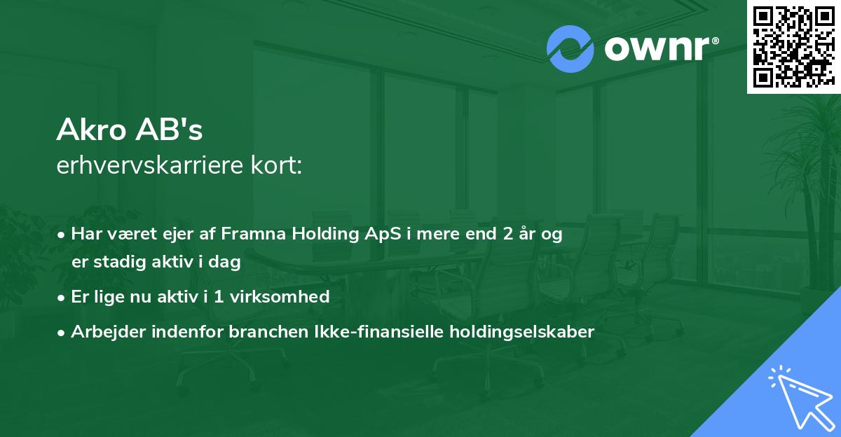 Akro AB's erhvervskarriere kort