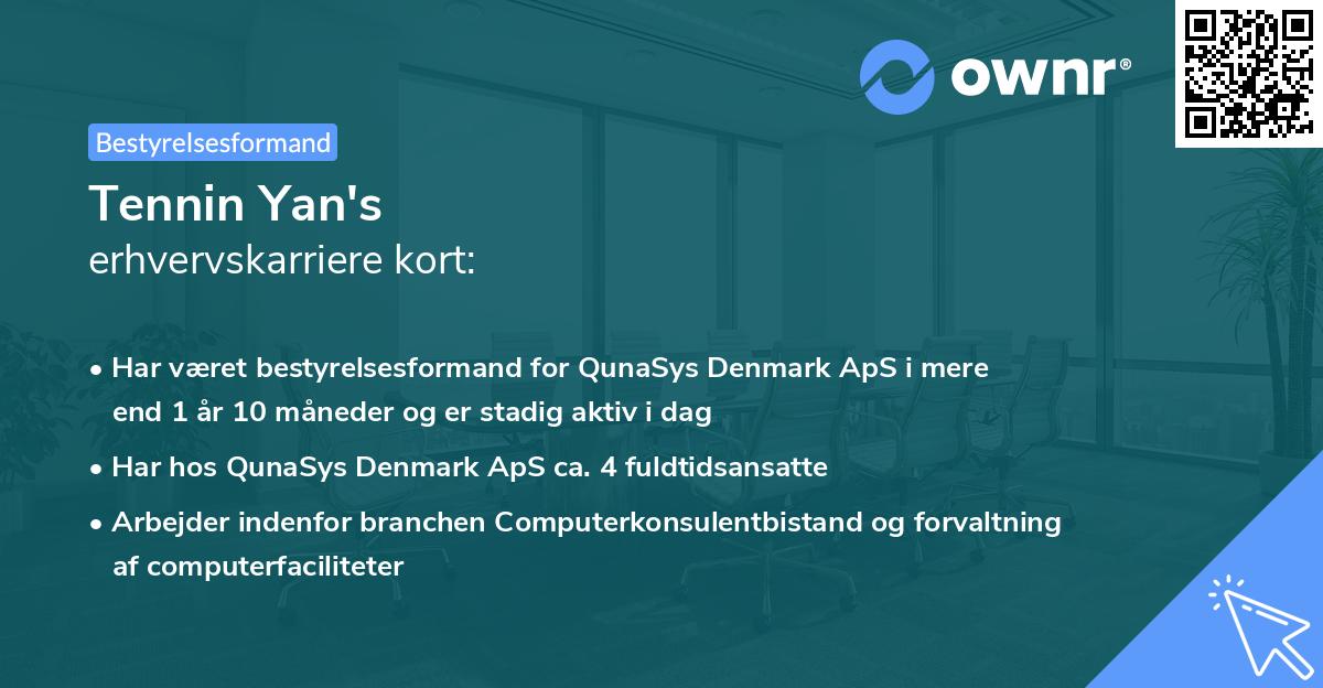 Tennin Yan's erhvervskarriere kort