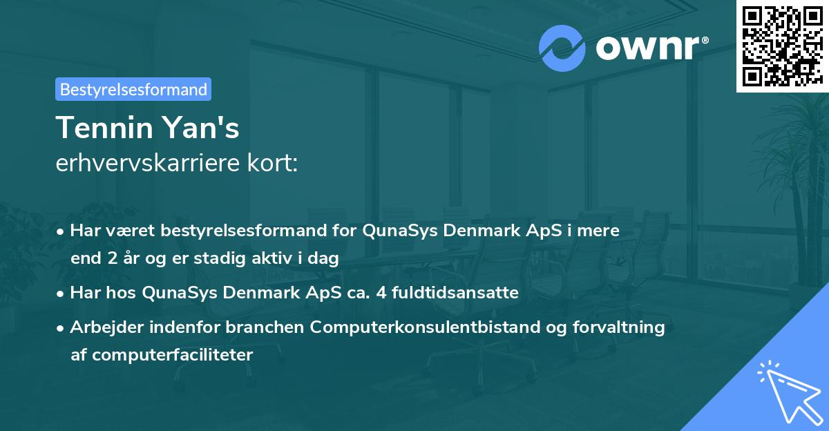 Tennin Yan's erhvervskarriere kort