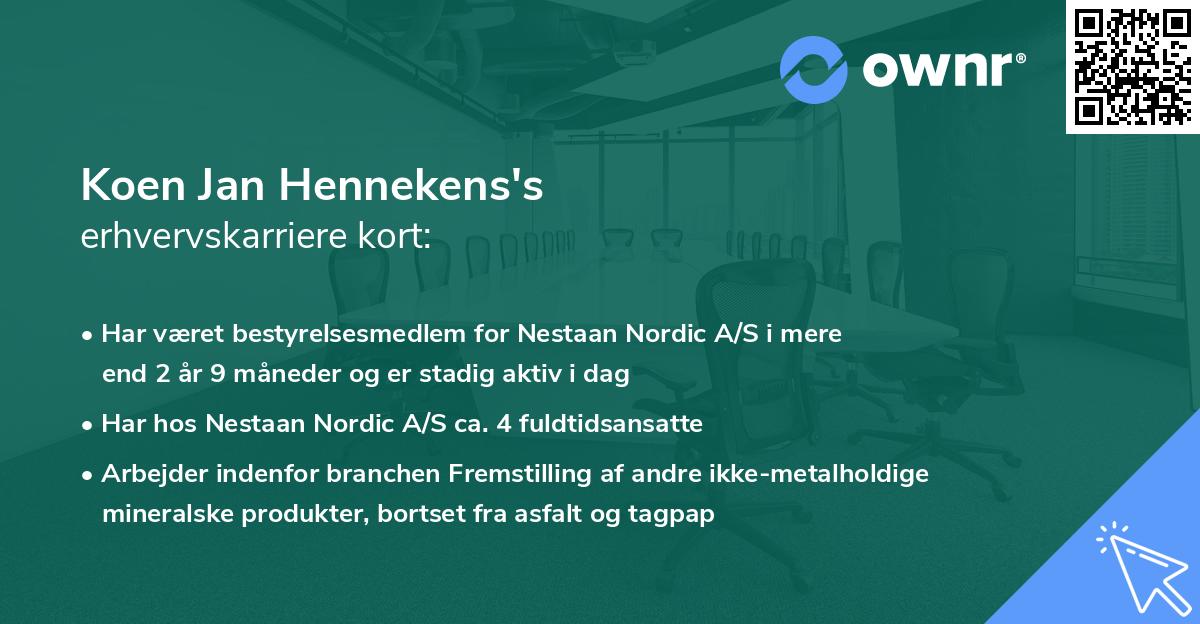 Koen Jan Hennekens's erhvervskarriere kort