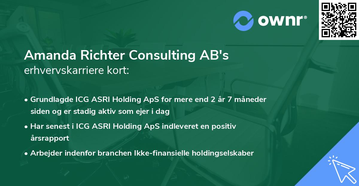 Amanda Richter Consulting AB's erhvervskarriere kort