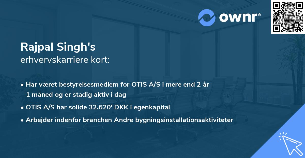 Rajpal Singh's erhvervskarriere kort