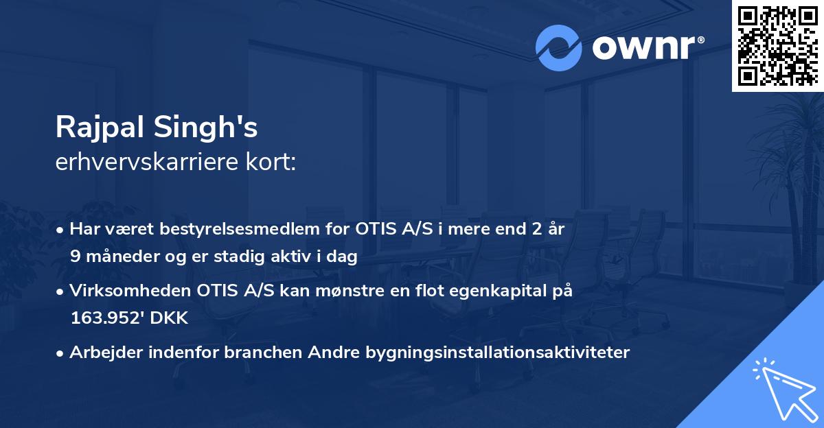 Rajpal Singh's erhvervskarriere kort