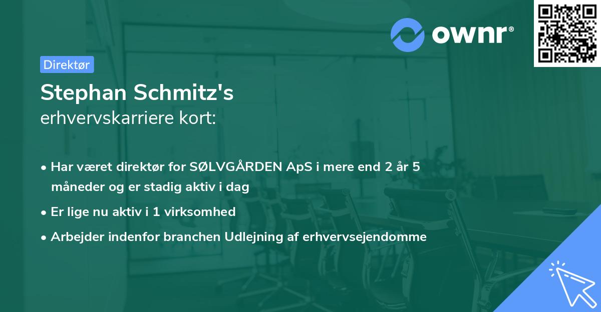 Stephan Schmitz's erhvervskarriere kort