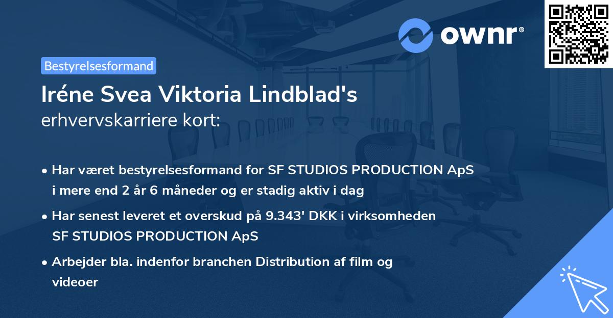 Iréne Svea Viktoria Lindblad's erhvervskarriere kort