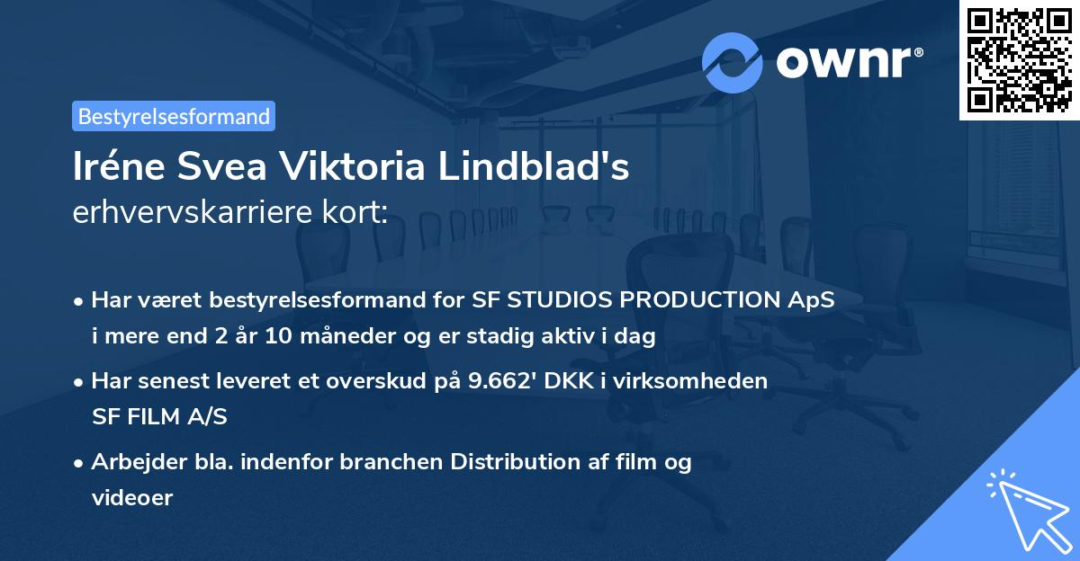 Iréne Svea Viktoria Lindblad's erhvervskarriere kort