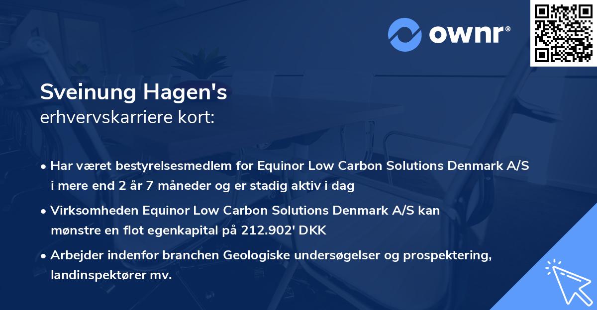 Sveinung Hagen's erhvervskarriere kort