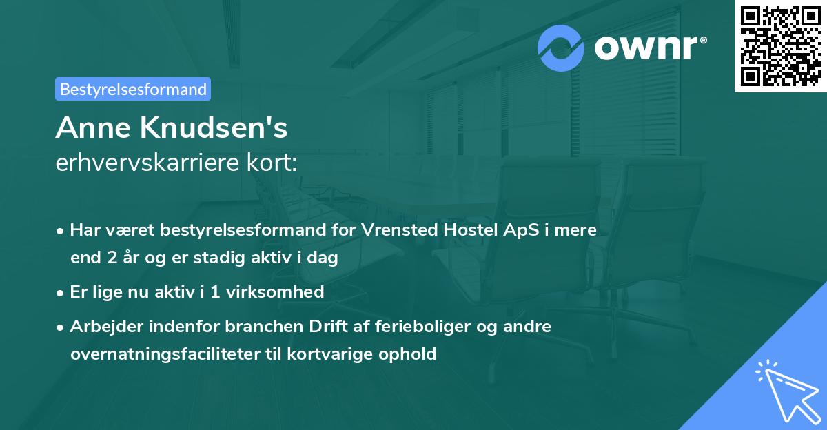 Anne Knudsen's erhvervskarriere kort