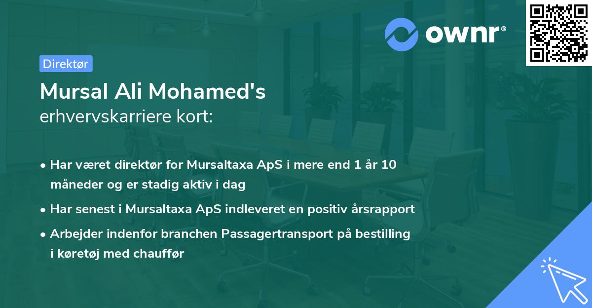 Mursal Ali Mohamed's erhvervskarriere kort